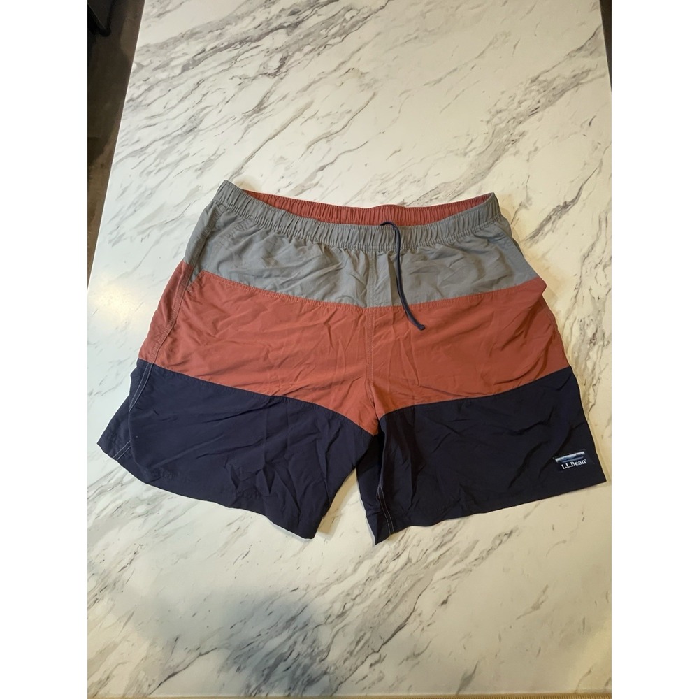 L L Bean Swim Trunks Mens XL Colorblock Lined Beach Coastal Surf Swim